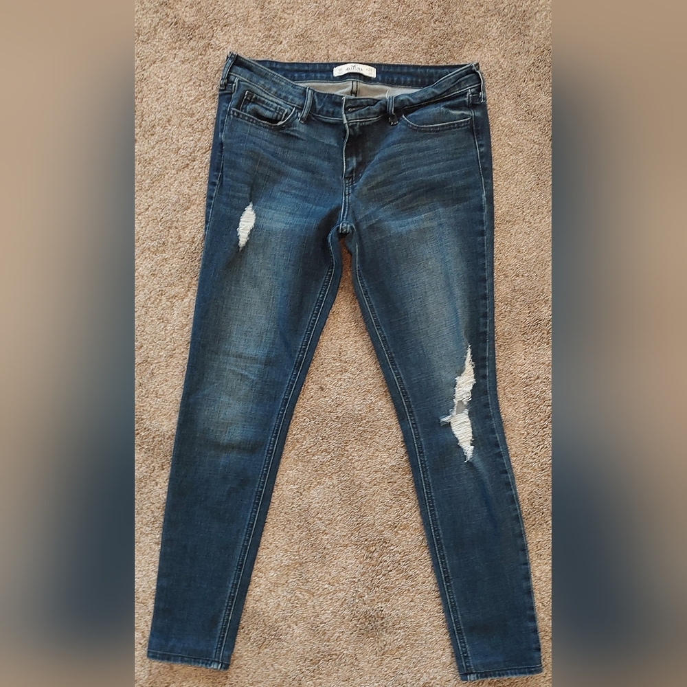 Hollister Dark Blue Ripped Skinny Jeans